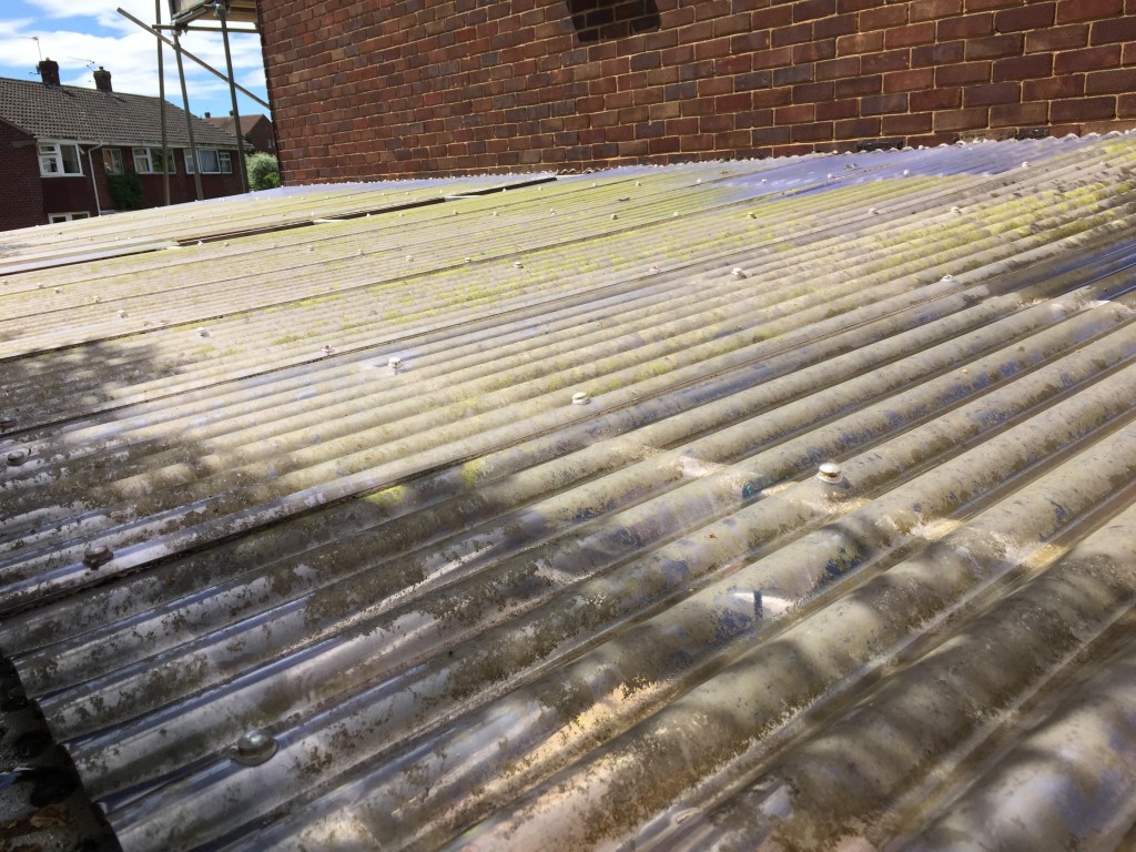 Window Cleaner in Shrewsbury, image of AG Window Cleaning - Car Port Roof Before picture