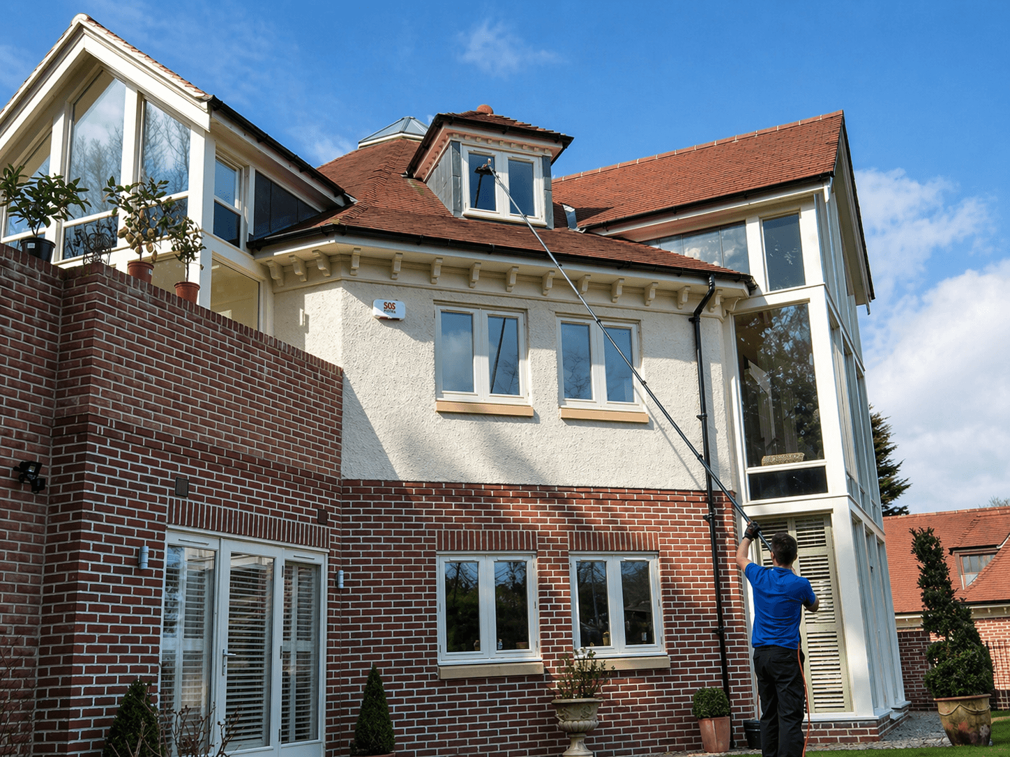 reach and wash residential window cleaning in Shrewsbury image by AG Window Cleaning