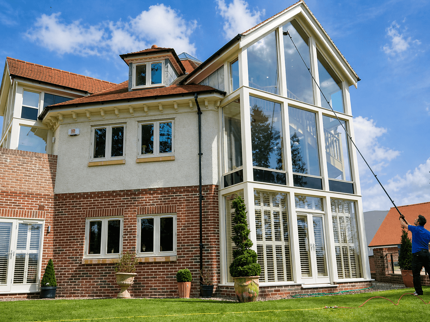 reach and wash residential window cleaning in Shrewsbury image by AG Window Cleaning