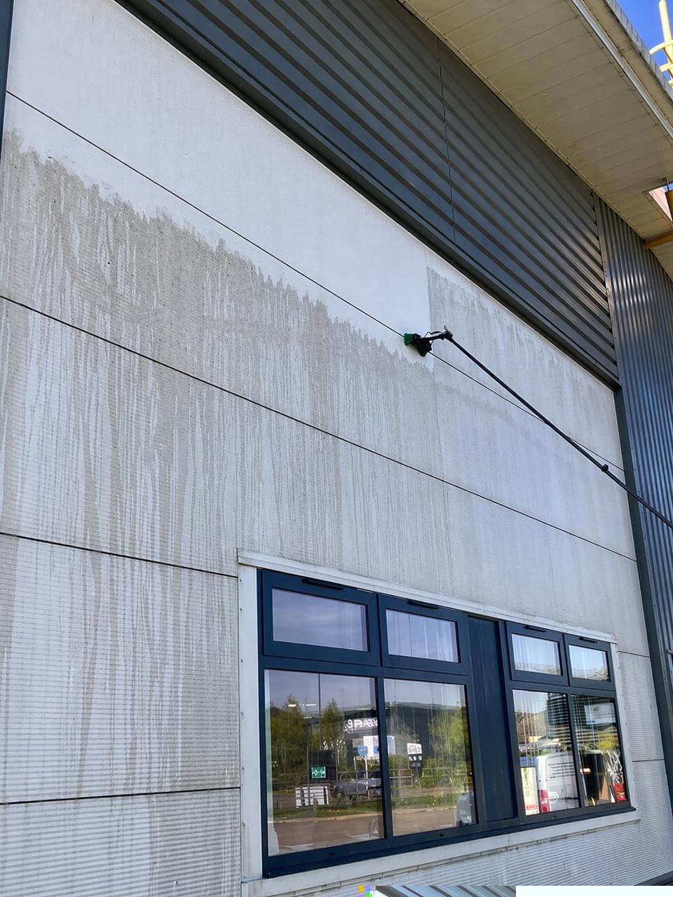 AG Window Cleaning Shrewsbury Commercial Cladding Before 1