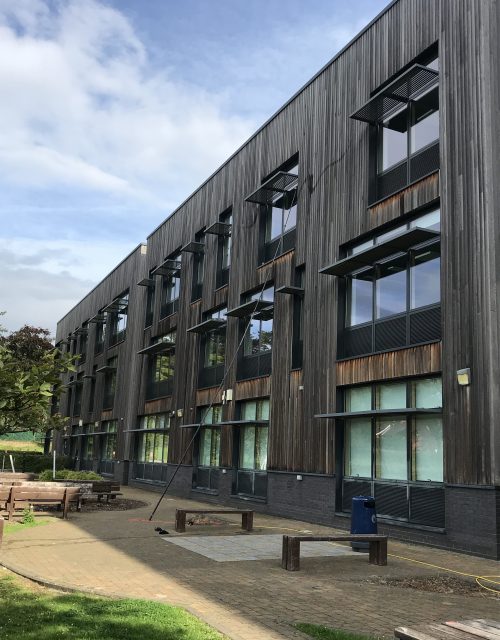 Window Cleaner in Shrewsbury, image of High reach and wash system, we are able to get those hard to reach windows services